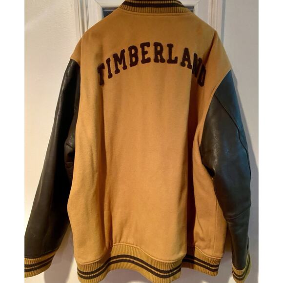 Vintage 3XL Timberland Letterman Bomber Cowhide Leather Jacket HTF Rare 2005 - Picture 3 of 11